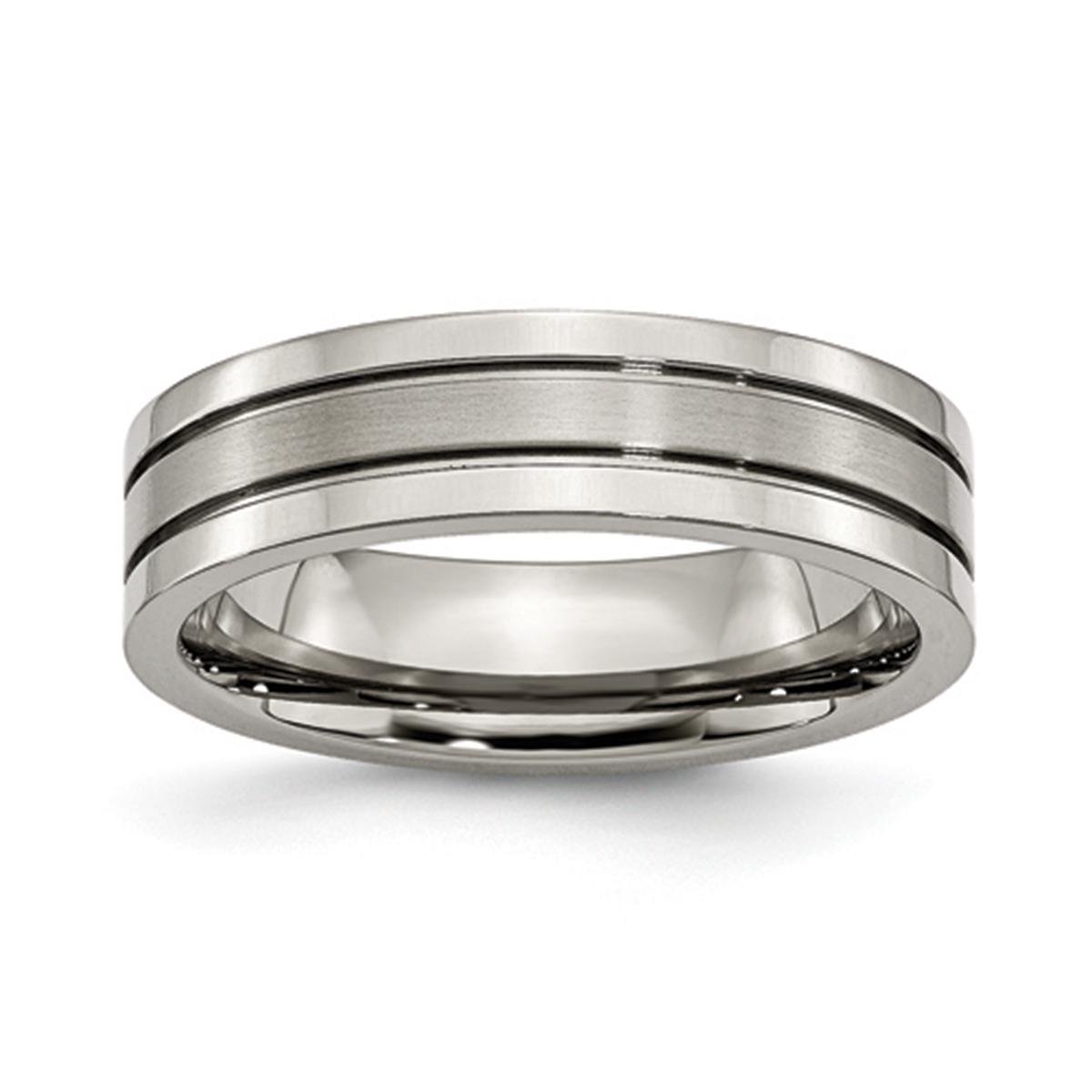 Mens Endless Affection™ Engravable Titanium & Grooved 6mm...