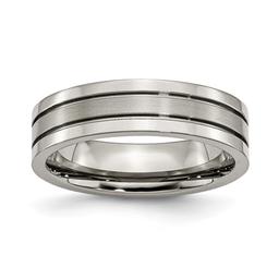 Mens Endless Affection(tm) Engravable Titanium & Grooved 6mm Band