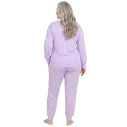Plus Size White Orchid Solid V-Neck Top/Tile Pants Pajama Set