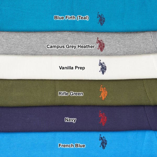 Mens U.S. Polo Assn.® Solid Crew Neck Waffle Knit Thermal