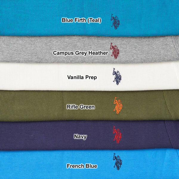 Mens U.S. Polo Assn.&#174; Solid Crew Neck Waffle Knit Thermal
