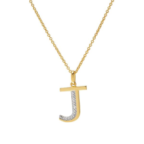 Accents by Gianni Argento Diamond Accent Block Initial J Pendant - image 