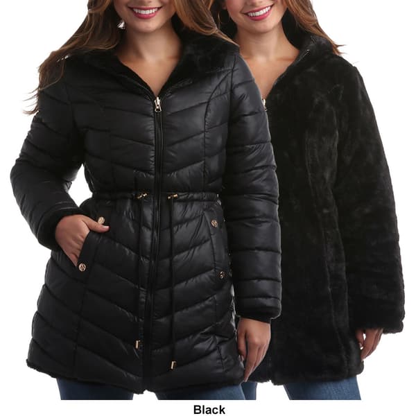 Womens Jessica Simpson 3/4 Reversible Anorak Puffer Jacket