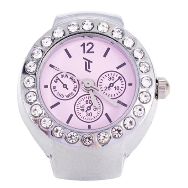 Womens Silver-Tone Pink Chronograph Dial Ring Watch - RWCHRBV-01