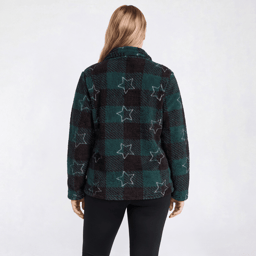 Plus Size Hasting & Smith Quarter Zip Star Buffalo Check Sweater