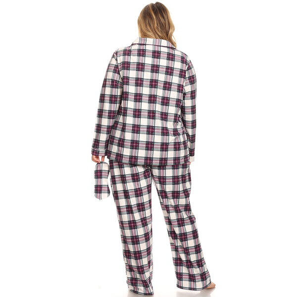 Plus Size White Mark 3pc. Plaid Pajama Set