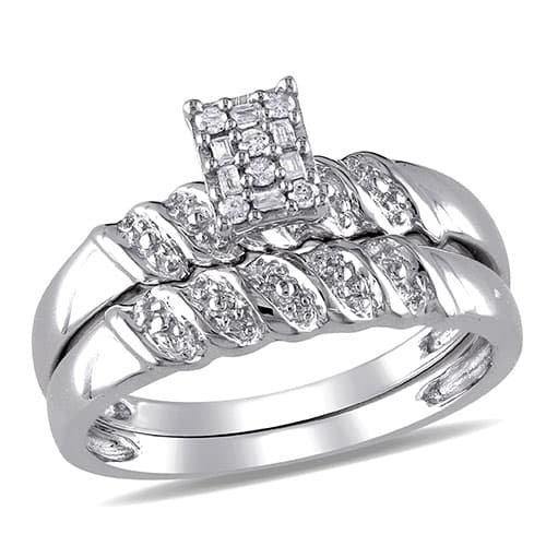 Loveblooms(tm) 1/10ctw. Round Diamond Bridal Ring Set - image 