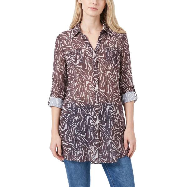 Womens NY Collection 3/4 Sleeve Printed Mesh Tunic Zebra - image 
