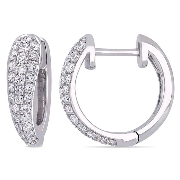 Sophia B 14kt. White Gold 1/2ct. Diamond Triple Row Hoop Earrings - image 