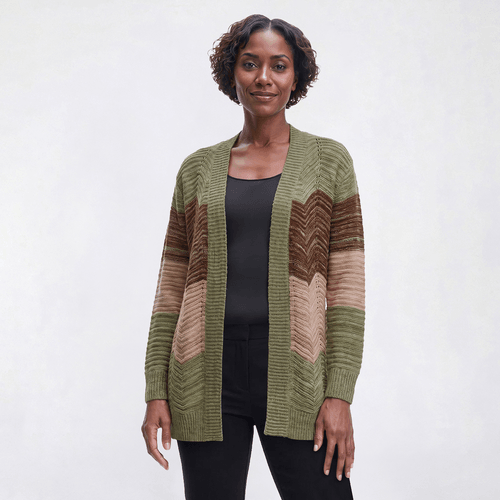 Womens Inner Circle Long Sleeve Chevron Open Front Knit Cardigan - image 