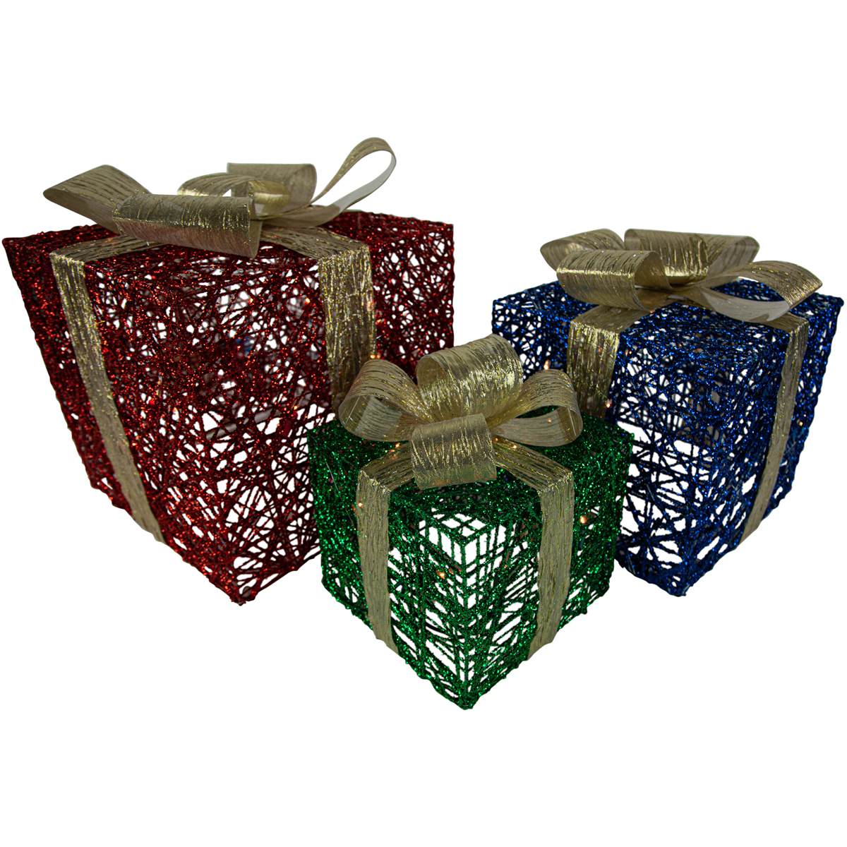 Northlight Red Blue & Green Gift Boxes Christmas Decor - Set of 3