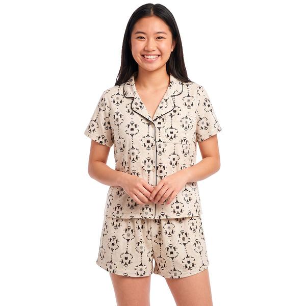 Juniors Derek Heart Short Sleeve Bewitching Damask Pajama Set - image 