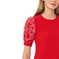 Womens Cece Short Eyelet Puff Sleeve Solid Blouse - image 3