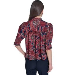 Womens Tommy Hilfiger Elbow Puff Sleeve Paisley Blouse