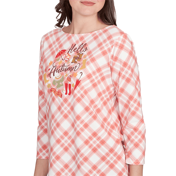 Womens Ruby Rd. Must Haves II Hello Autumn Plaid Tee