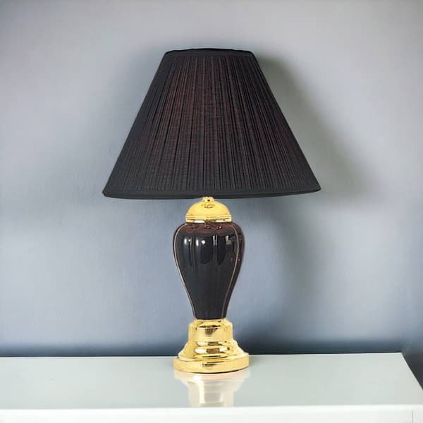 9th & Pike(R) 27in. Black Empire Shade Ceramic Urn Table Lamp
