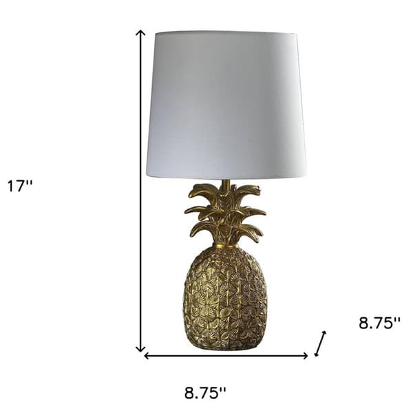 HomeRoots 17in. Gold Pineapple Table Lamp