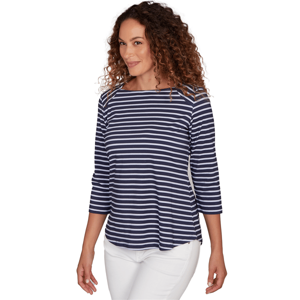 Petite Ruby Rd. Must Haves II Square Neck Stripe Tee