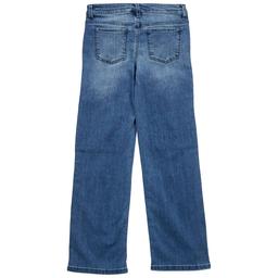 Girls (7-16) Blue Spice Heart & Bow Bling Patch Straight Jeans