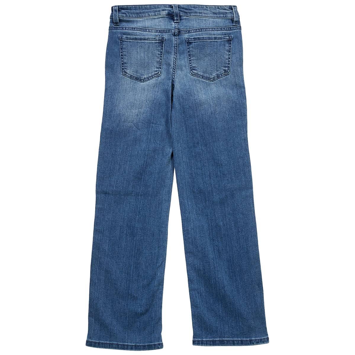 Girls (7-16) Blue Spice Heart & Bow Bling Patch Straight Jeans
