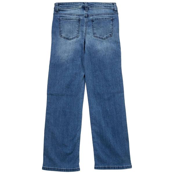 Girls (7-16) Blue Spice Heart & Bow Bling Patch Straight Jeans