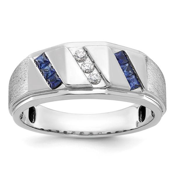 Mens Gentlemens Classics(tm) 14kt. White Gold Sapphire Slanted Ring - image 