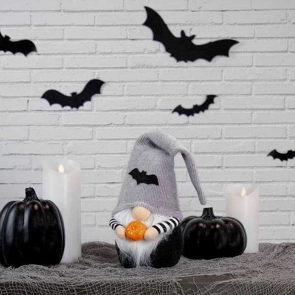 Northlight Seasonal 9.5in. Standing Gnome With Pumpkin and Bats
