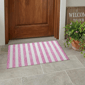 HomeRoots Pink & White Striped Non Skid Indoor Outdoor Accent Rug - image 1