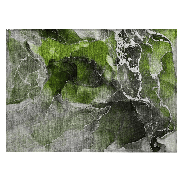 HomeRoots Green Abstract Non Skid Indoor Outdoor Accent Rug