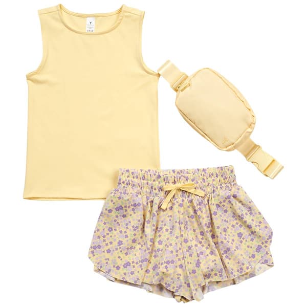 Girls (7-14) Yogalicious® Tank w/ Spring Daffodil Shorts Set