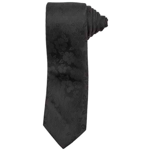 Mens Van Heusen Extra Long Floral Solid Tie - image 