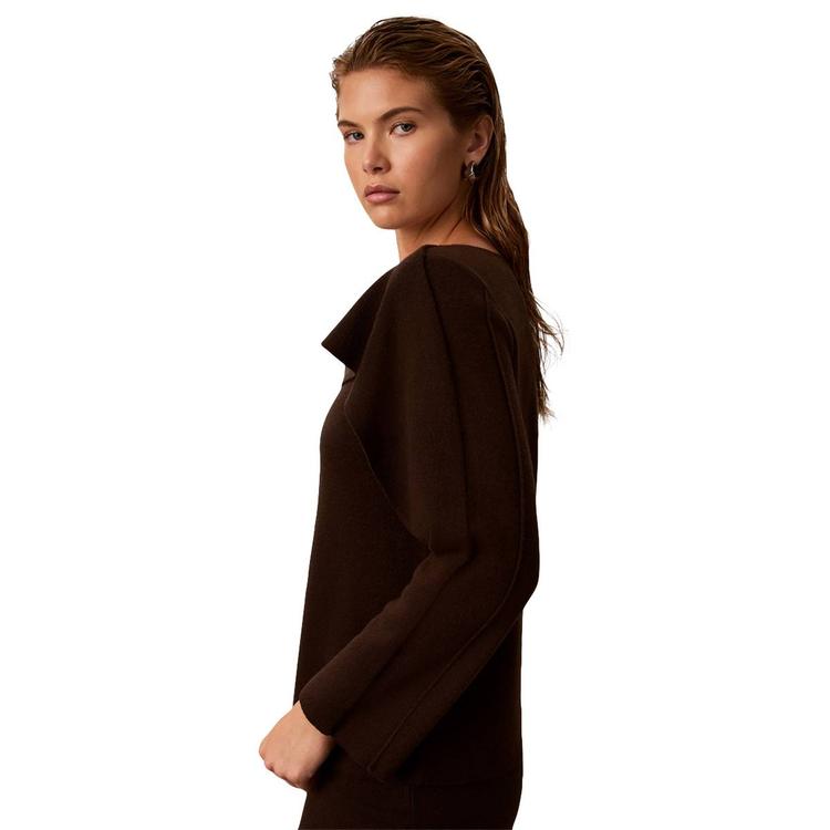 Womens Calvin Klein Long Sleeve Boat Neck Solid Sweater