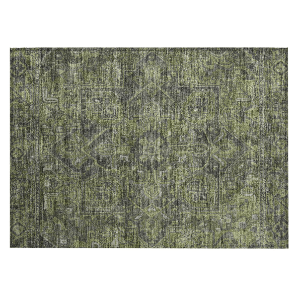 HomeRoots Moss Green & Grey Oriental Non Skid Accent Rug