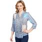 Womens Ruby Rd. Wovens Patchwork Button Blouse - Sapphire - image 3