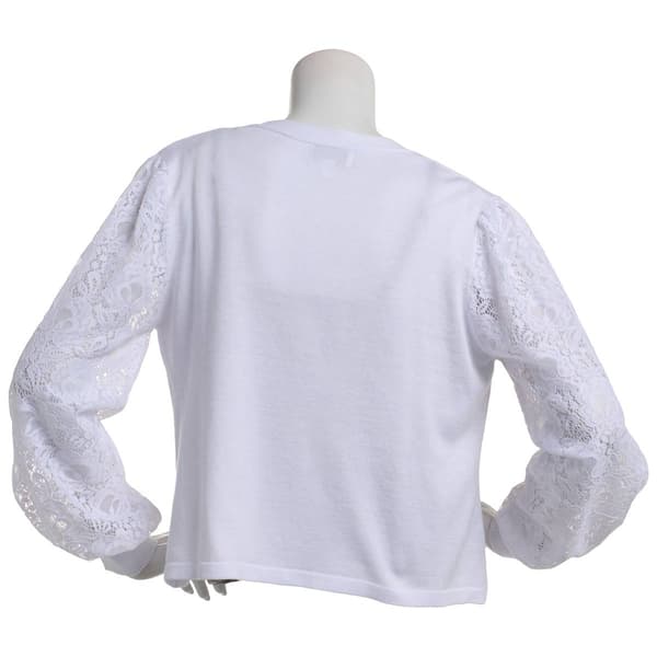 Womens Robbie Bee 3/4 Lace Sleeve Open Bolero Shrug