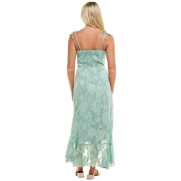 Juniors Emerald Sundae Floral Jacquard Cascade Ruffle Midi Dress