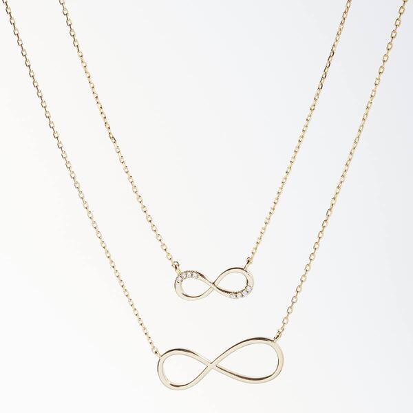 Duo Gold Cubic Zirconia Pave Infinity Necklace - image 