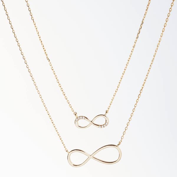 Duo Gold Cubic Zirconia Pave Infinity Necklace - image 