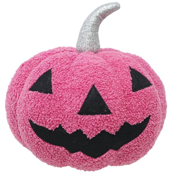 Pink Flocked Jack-O-Lantern with Silver Stem - image 