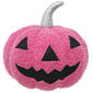Pink Flocked Jack-O-Lantern with Silver Stem - image 1