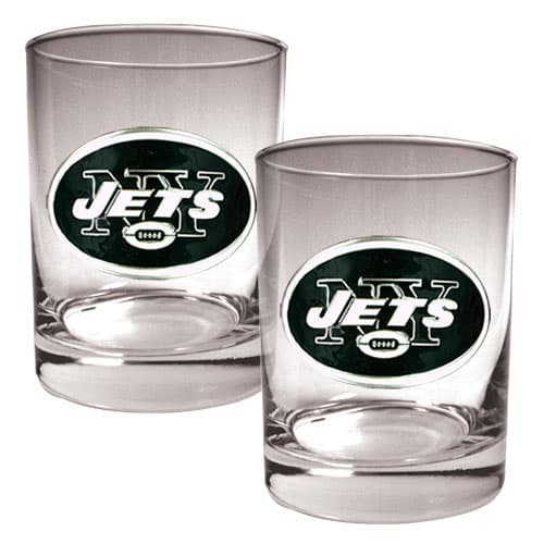 NFL New York Jets 2pc. 14oz. Rocks Glass Set