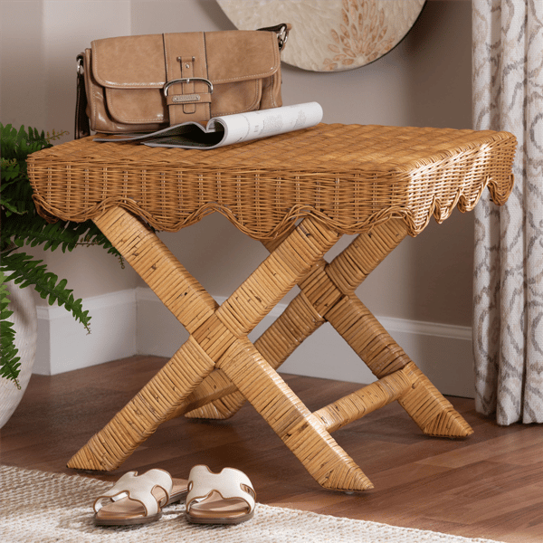 bali & pari Modesta Handwoven Wicker Accent Bench
