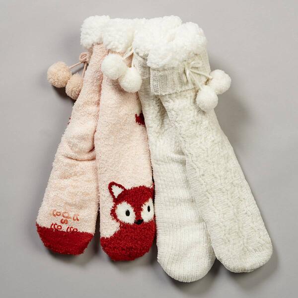 Womens Cuddl Duds&#40;R&#41; 2pk Fox Faux Shearling Lined Slipper Socks - image 