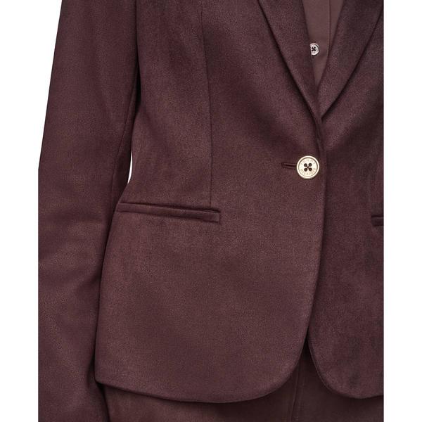 Womens Tommy Hilfiger Long Sleeve One Button Faux Suede Blazer