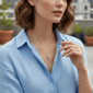 Saffron 1ctw. Heart Cut Aqua Moissanite Diamond Pendant Necklace - image 3