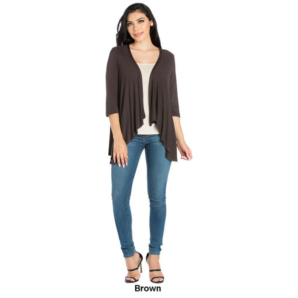 Womens 24/7 Comfort Apparel Elbow Length Sleeve Open Cardigan