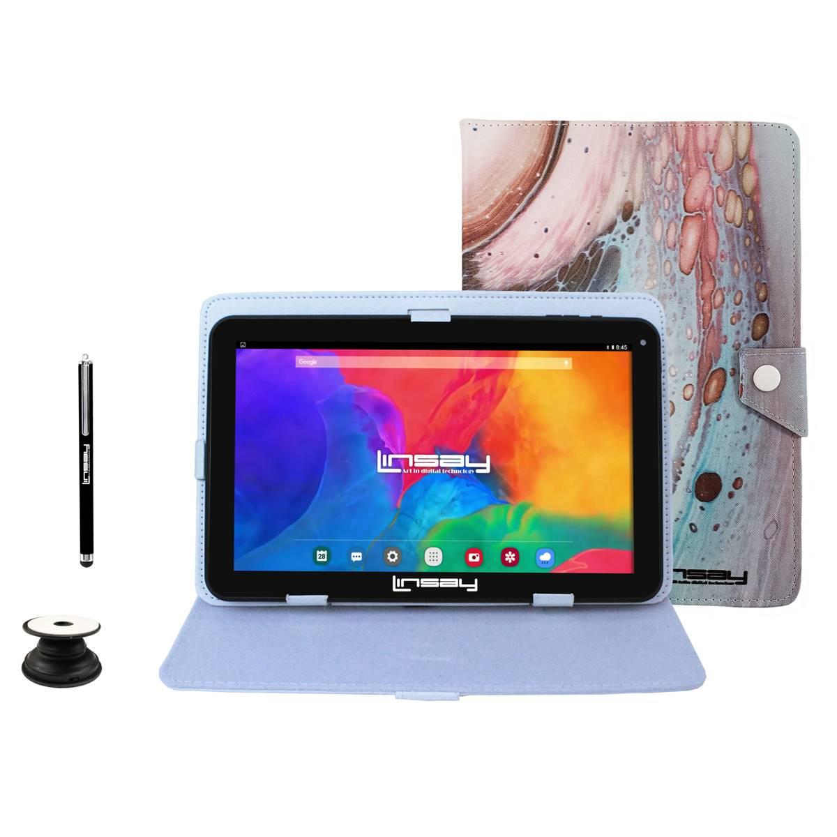 Linsay 10in. Android 12 Tablet with Space Marble Leather...