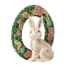 Jim Shore Heartwood Creek Floral Bunny Wreath Figurine