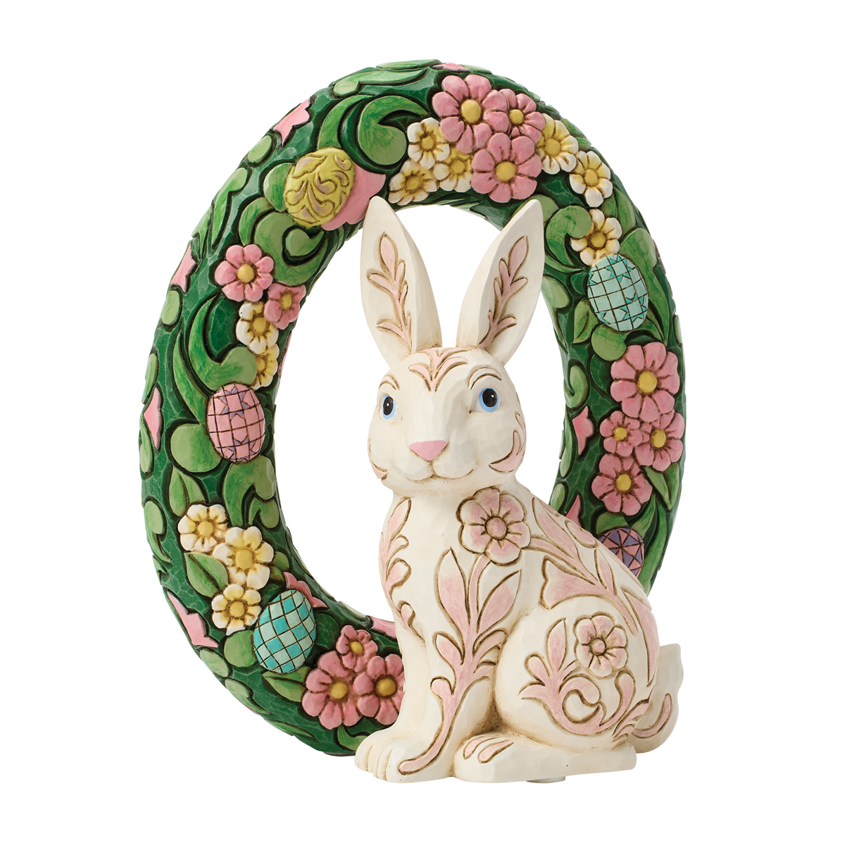 Jim Shore Heartwood Creek Floral Bunny Wreath Figurine
