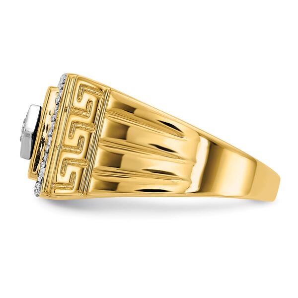 Mens Gentlemen&#8217;s Classics&#8482; 14kt. Yellow Gold Onyx Greek Key Ring